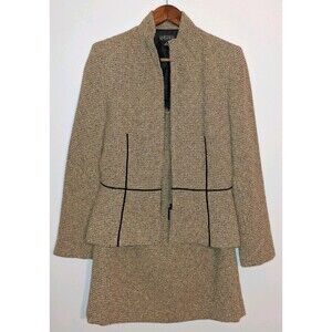 Kasper Women's Two Piece Skirt Suit Brown And Black Textured | Size 6